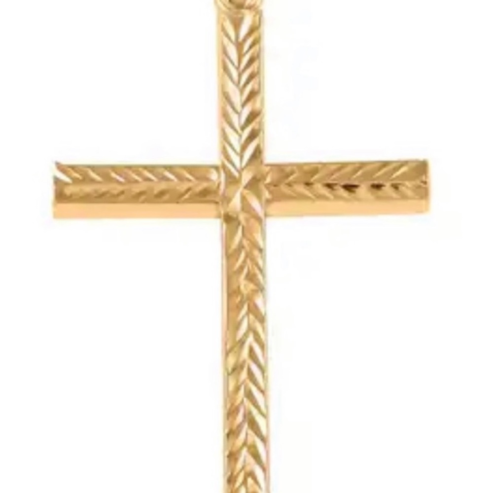 Large 14K Plated yellow gold over 925 Sterling Silver Cross with 18” chain